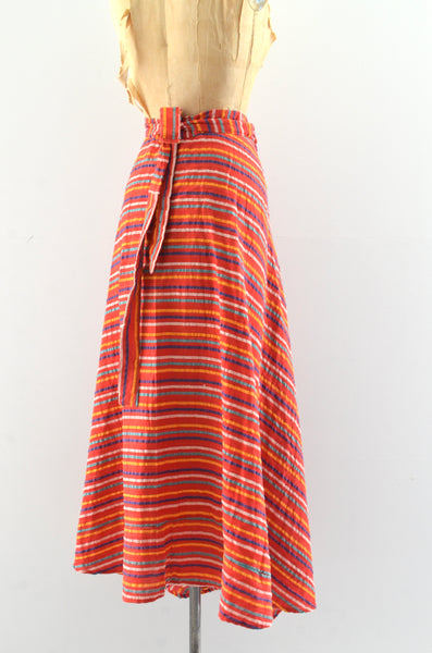 70's Seersucker Wrap Skirt