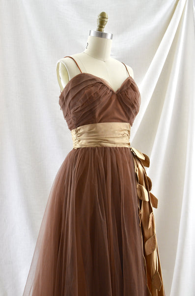1950's Chocolate Tulle Dress