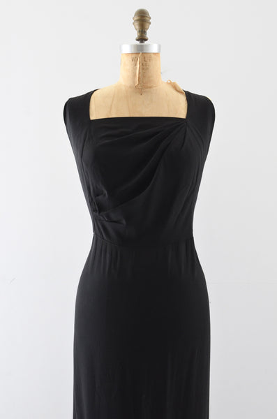1930's Beaded Hem Rayon Party Dress / S
