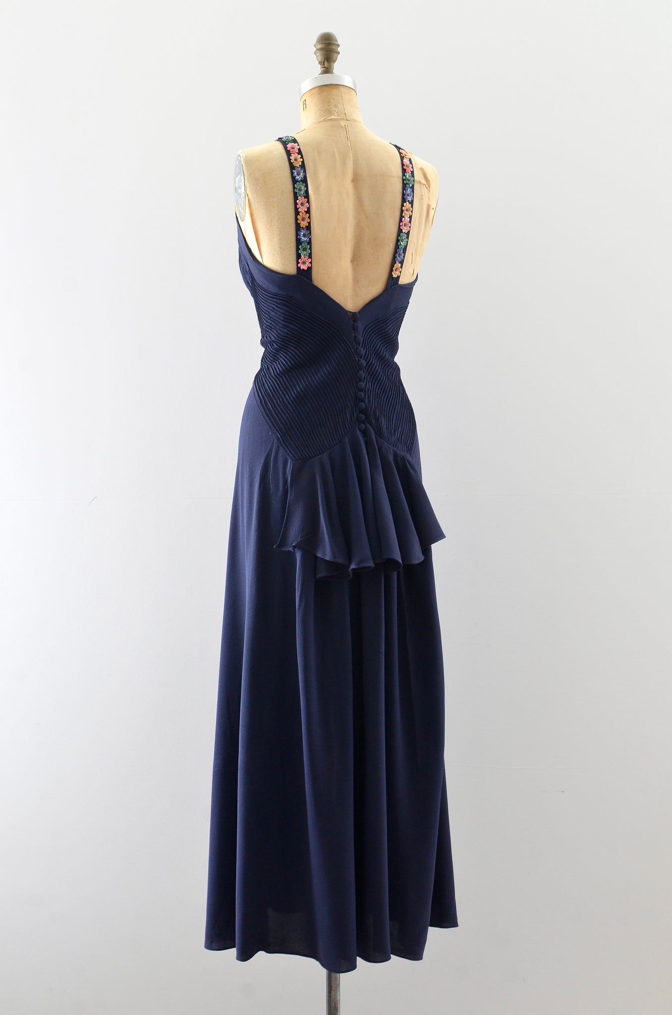 Vintage 1930's Navy Blue Dress