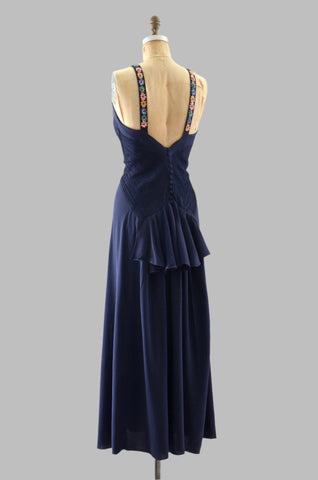 Vintage 1930's Navy Blue Dress