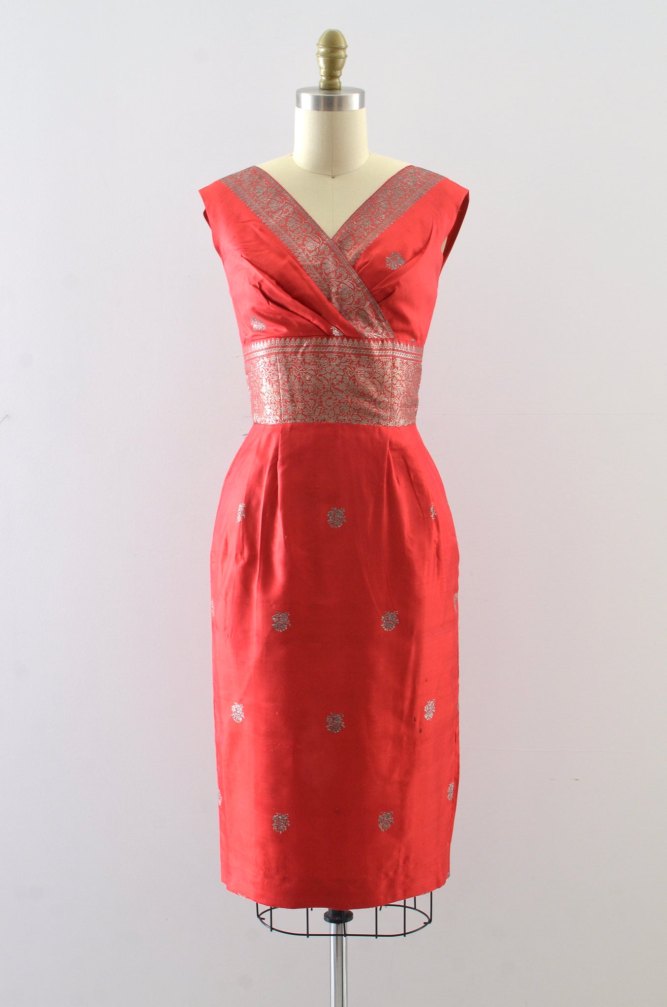 Vintage 50's Red Silk Dress Set