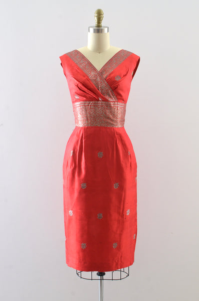 Vintage 50's Red Silk Dress Set