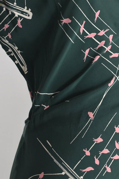 1940s Green Novelty Print Dress - Pickled Vintage