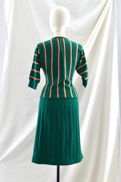 Vintage 1940's Forest Green Knit Set