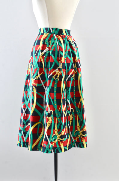 Vintage Burberrys "Archive" Cotton Midi Skirt