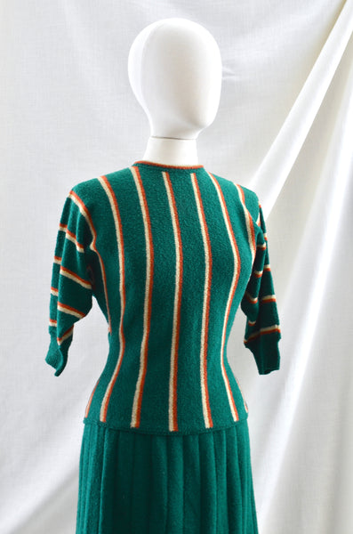 Vintage 1940's Forest Green Knit Set