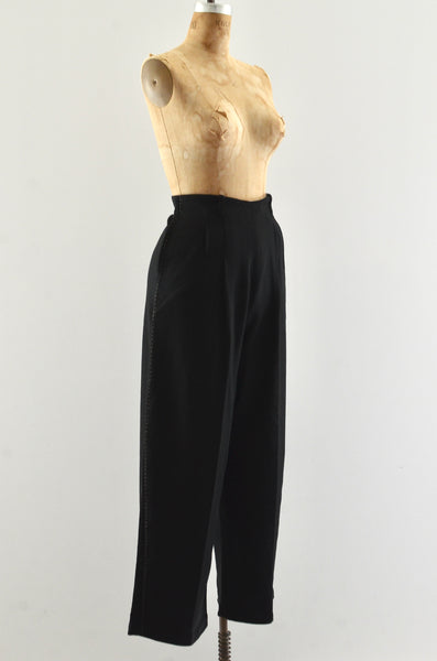 Paramount Hollywood 1940's Wool Contrast Stitch Trousers  / S M