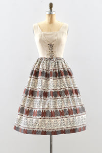 Vintage 50's Novelty Lace-Up Dress / S M