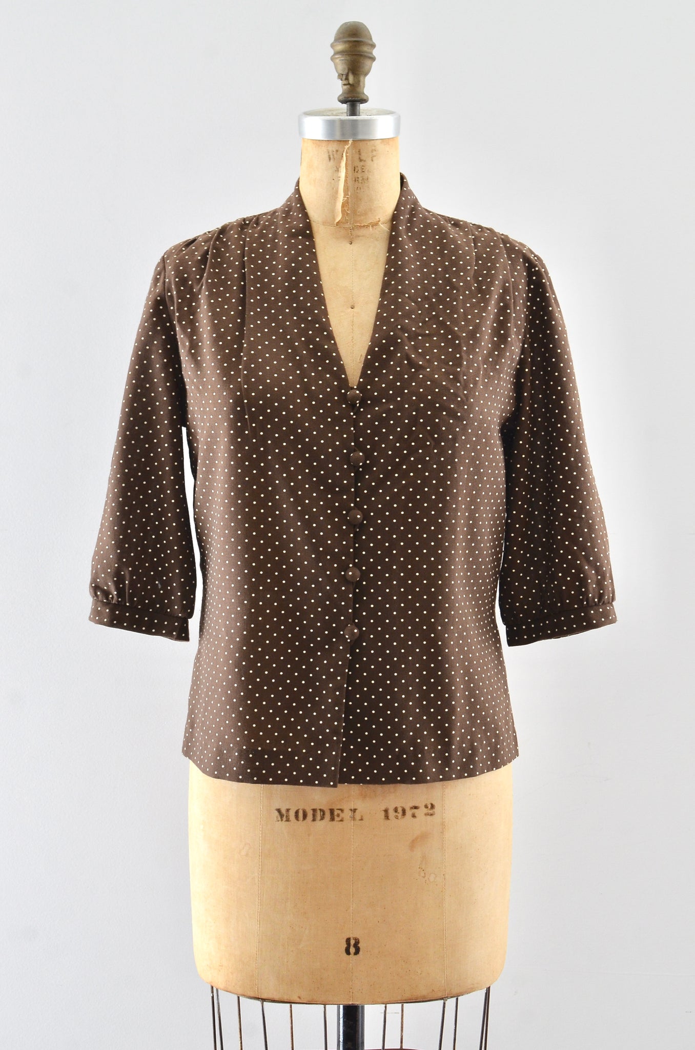 60's Polka Dot Blouse / S M