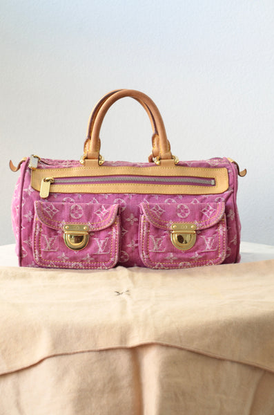 Rare Louis Vuitton Pink Denim Neo Speedy Handbag