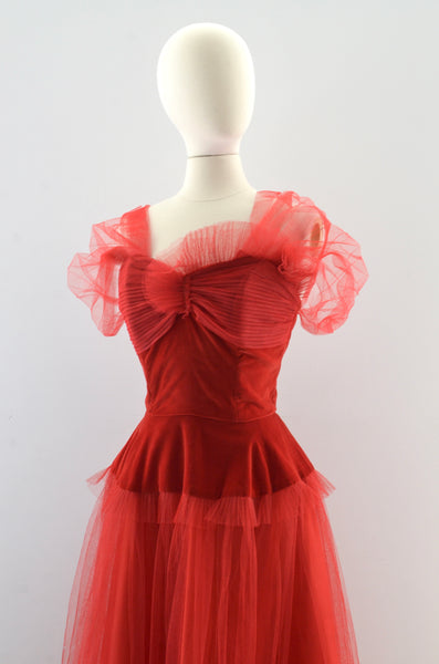 Vintage 1950's Red Tulle Dress