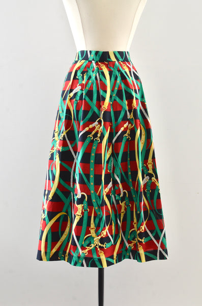 Vintage Burberrys "Archive" Cotton Midi Skirt