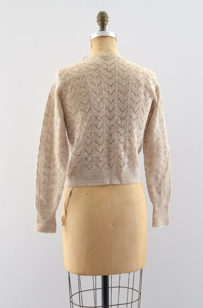 Vintage 60's Oat Pointelle Sweater / XS S