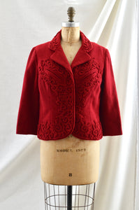 Vintage 1950's Soutache Red Jacket