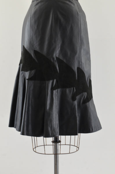 Flared Leather Skirt / XS S