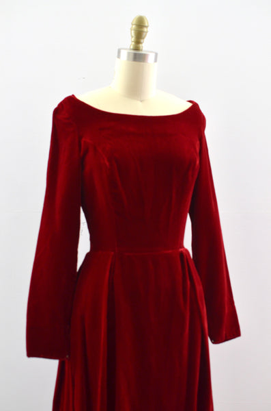 50's Red Velvet Dress