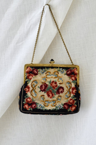 Vintage 1930's Petit Point Tapestry Mini Bag