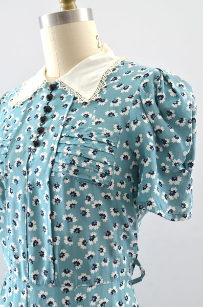 1940's Blue Floral Dress