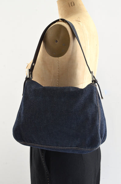 Fendi Denim Mamma Baguette Shoulder Bag