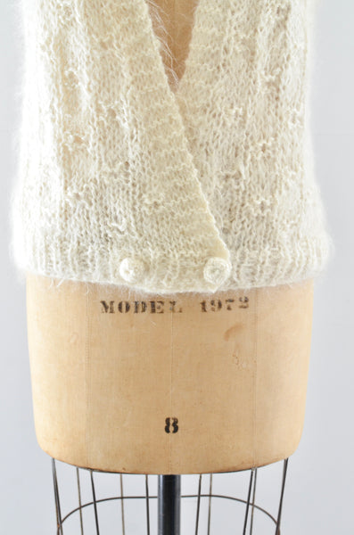 Vintage Handknit Mohair Vest / S M