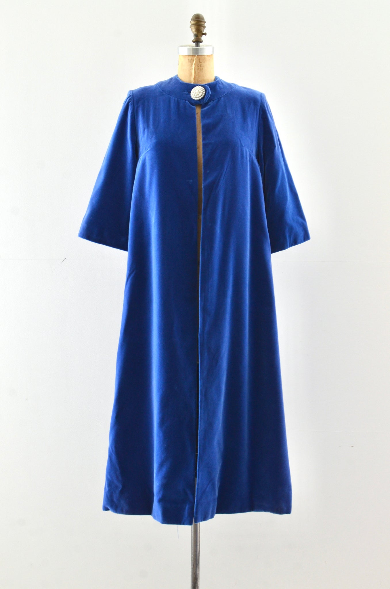 50's Blue Velvet Coat / XS