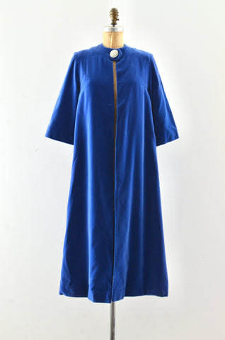 50's Blue Velvet Coat / XS