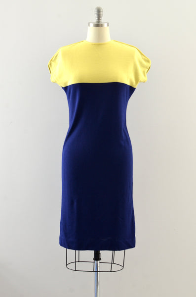 60's Colorblock Knit Dress / S M