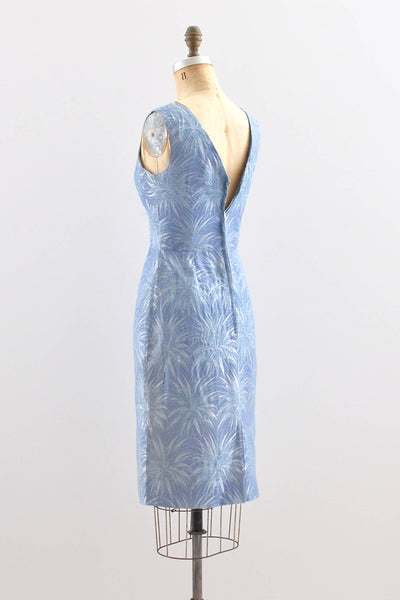 1950s Blue Metallic Dress
