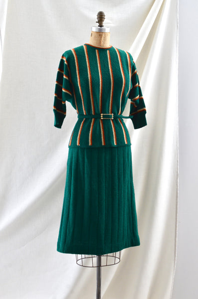 Vintage 1940's Forest Green Knit Set