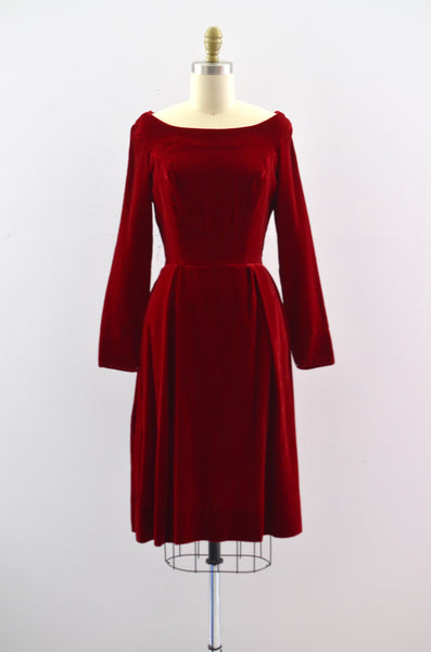 50's Red Velvet Dress