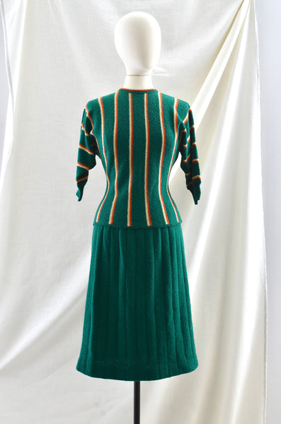 Vintage 1940's Forest Green Knit Set