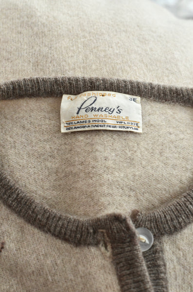Vintage 50's Angora Cropped Sweater Cardigan
