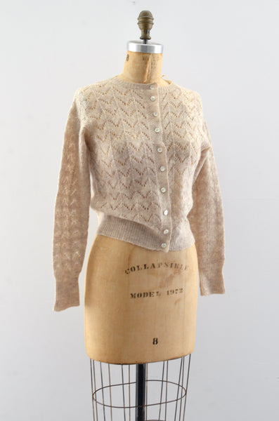Vintage 60's Oat Pointelle Sweater / XS S