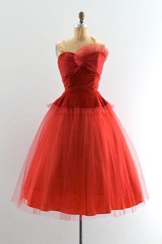 Vintage 1950's Red Tulle Dress