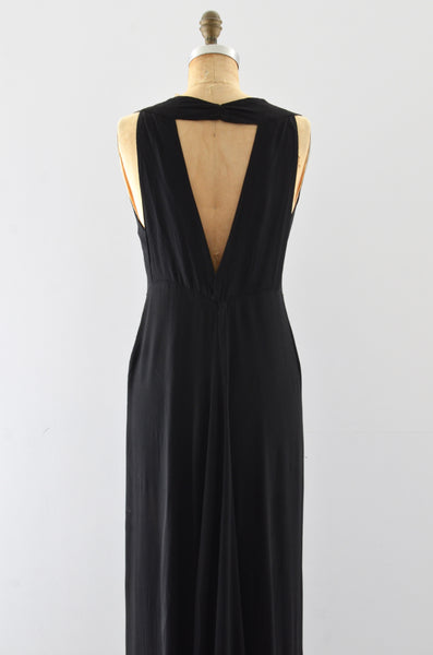 1930's Beaded Hem Rayon Party Dress / S