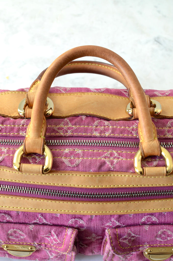 Louis Vuitton Pink Denim Speedy Handbag