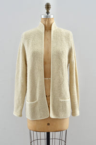 Open Front Bouclé Knit Cardigan / S