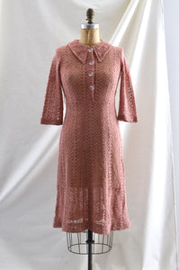 Vintage 1930's Dusty Rose Lace Dress