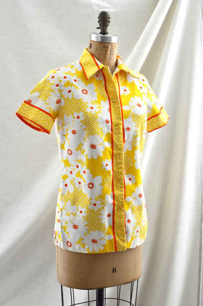 Vintage Yellow Floral Top