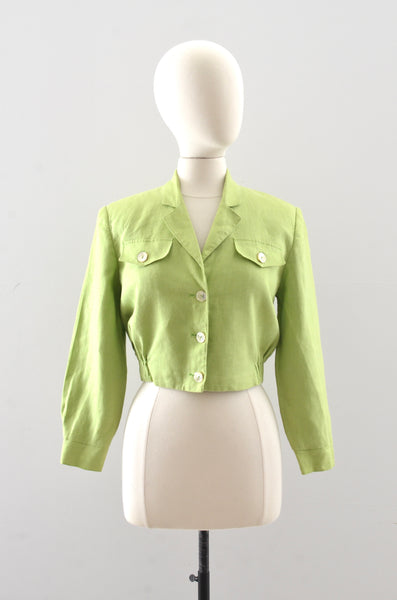 Vintage Cropped Chartreuse Jacket