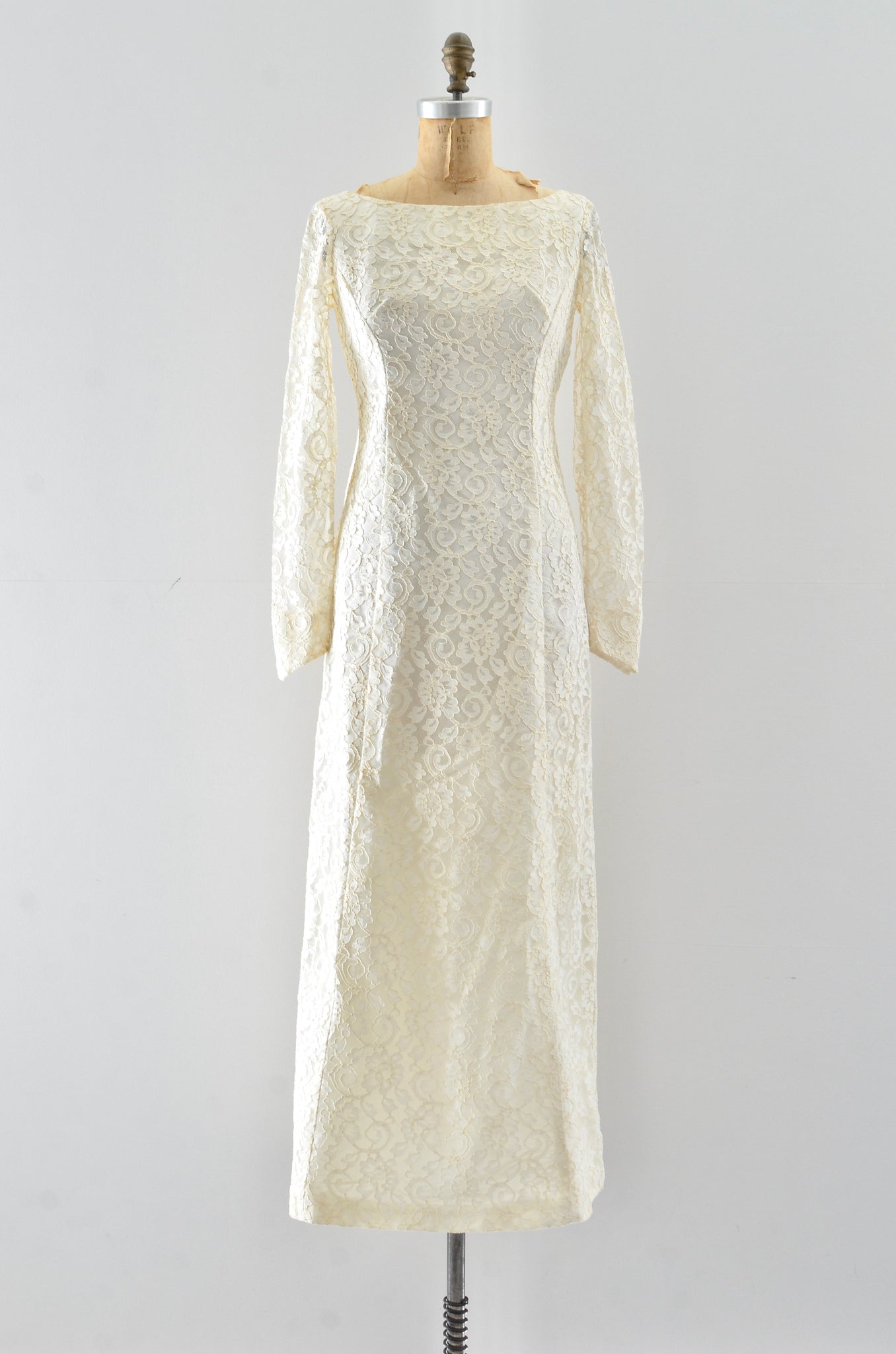 60's "Watteau" Lace Party Dress / XS S