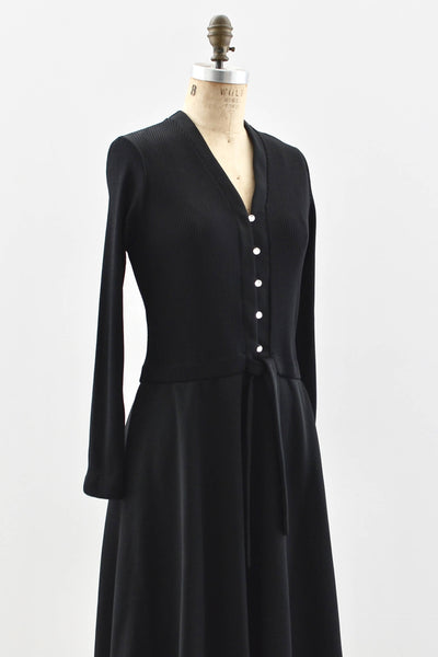 Black Ribbed Dress - Pickled Vintage