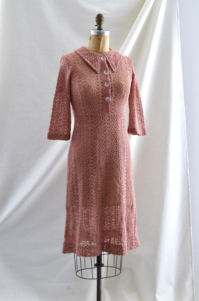 Vintage 1930's Dusty Rose Lace Dress Pickled Vintage Vintage 1930's Dusty Rose Lace Dress Pickled Vintage