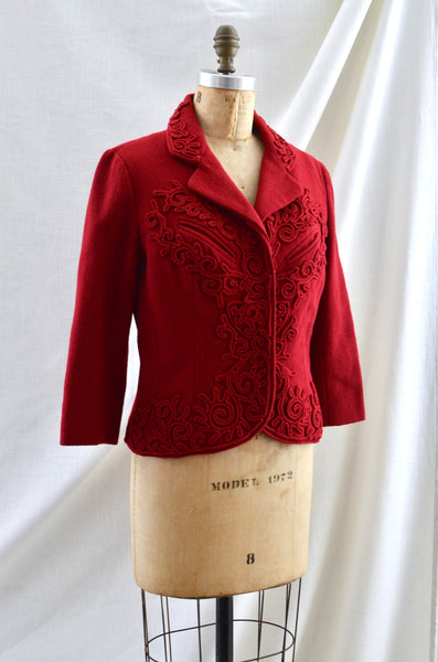 Vintage 1950's Soutache Red Jacket