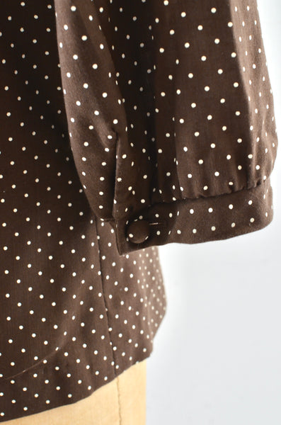 60's Polka Dot Blouse / S M