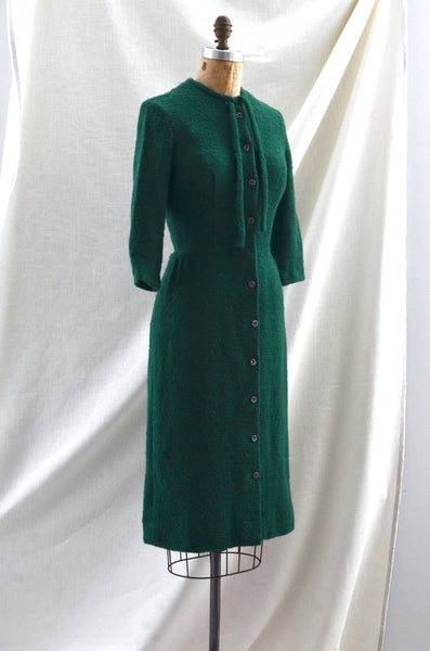 Vintage Serbin Forest Green Knit Dress