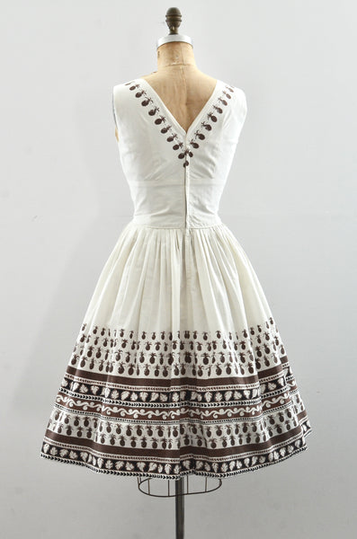 1950s 50's Pineapple Print Dress / small medium