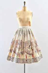 Vintage 1950's Saul Steinberg Venice Print Novelty Skirt / XS S