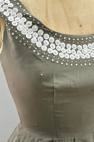 50's Rhinestone Studded Dress / xs